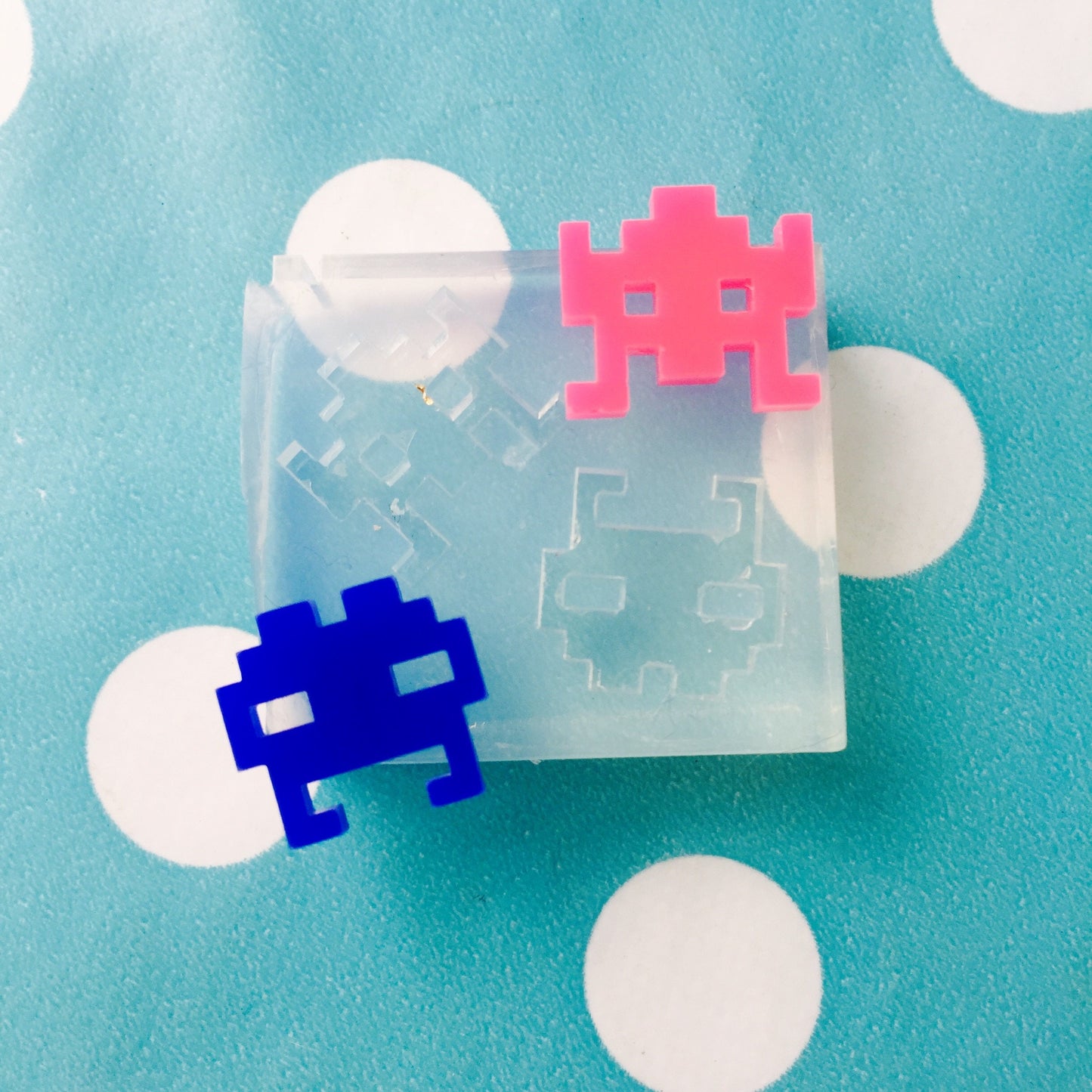 Space Invaders Aliens Earring Mold - Silicone Resin Mould Stud Outerspace EM105 T