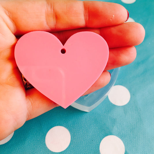40mm Flat Heart Silicone Mold with Hole PM14
