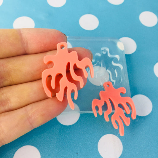 Coral Earring Mold - Silicone Resin Mould Stud Shape Shape Ocean Reef EM01