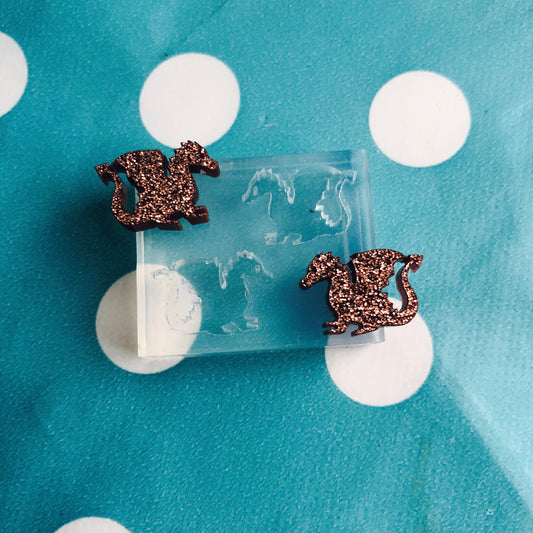 10MM Dragon Earring Silicone Stud Mold - Earrings Resin Crafter Mould Mythical EM217