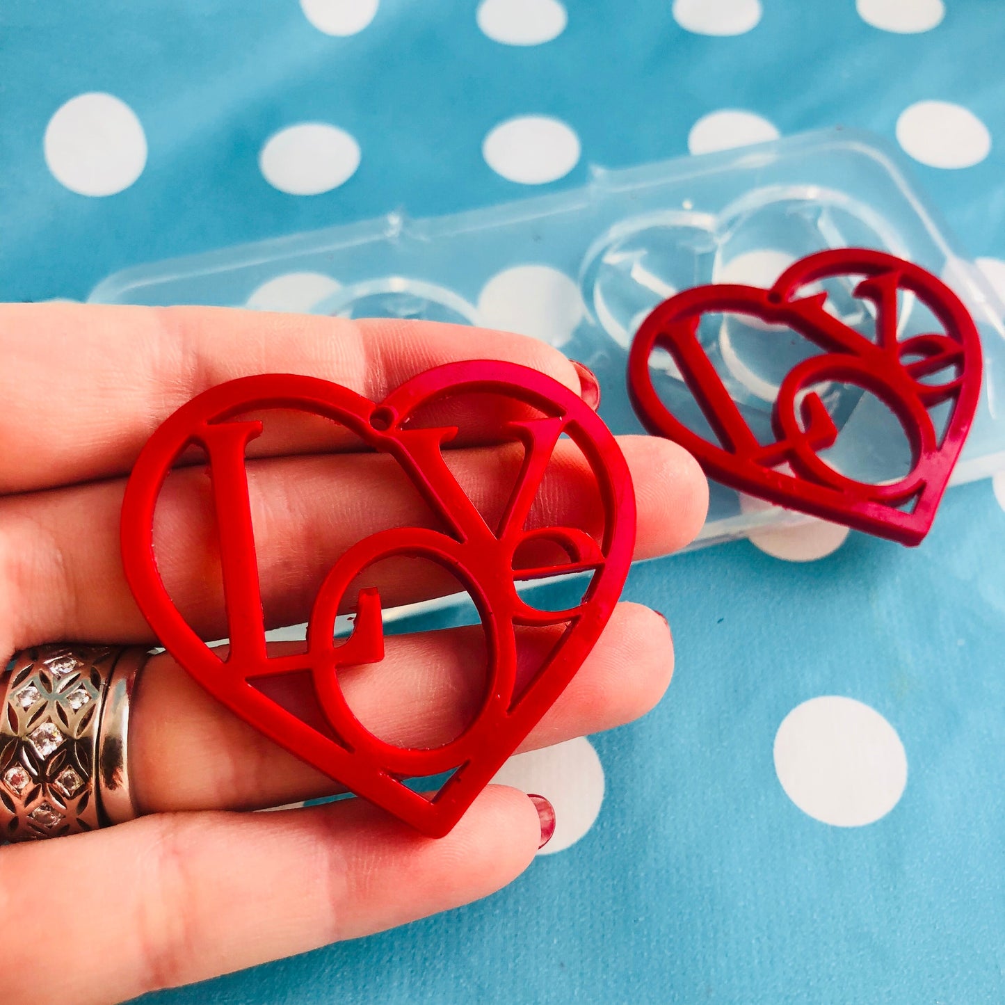 Silicone Earring Love Heart Dangle Mold