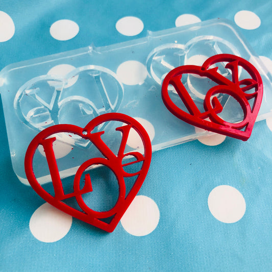 Silicone Earring Love Heart Dangle Mold