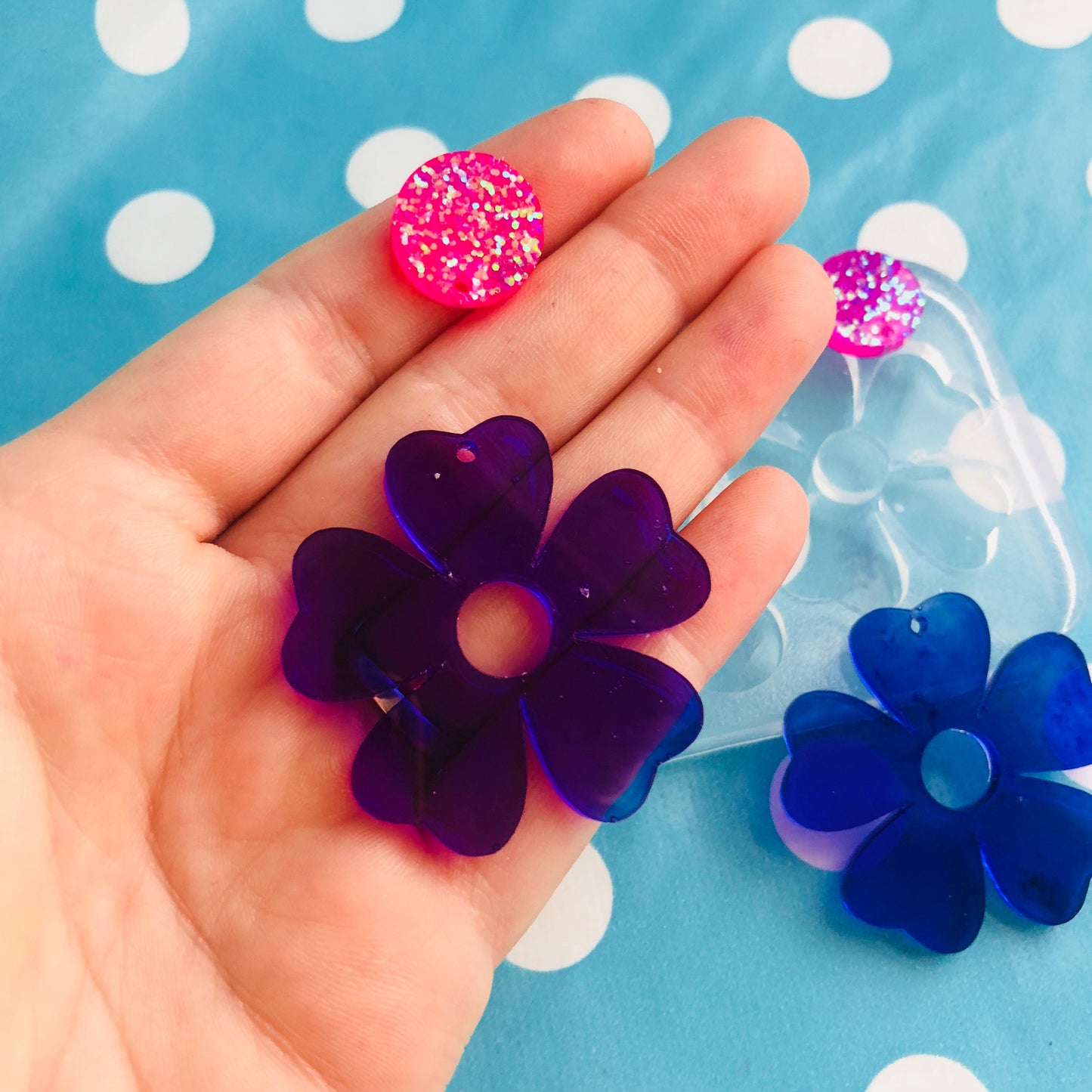 30mm Flat Flower Silicone Dangle Earring Mold Statement EM302