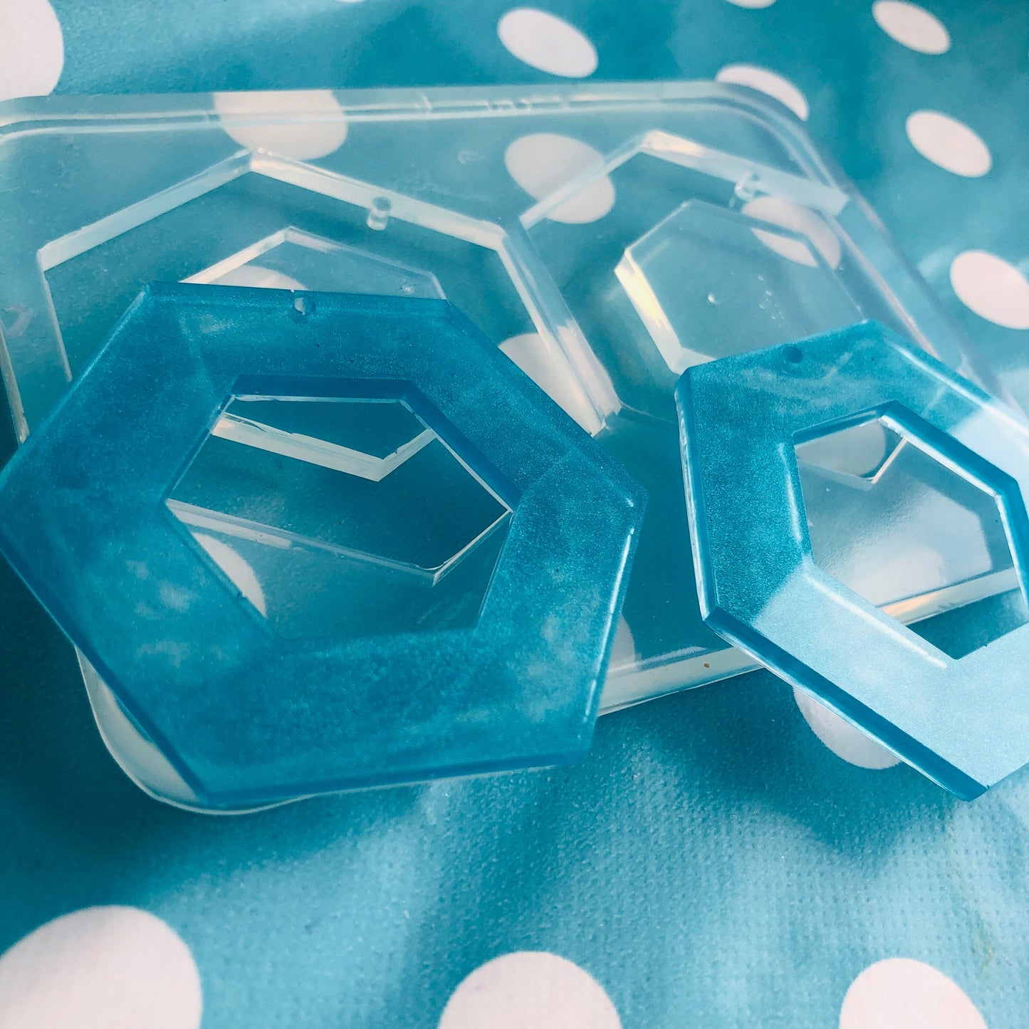 50mm Clear Silicone XL Cut Out Hexagon Earring Mold