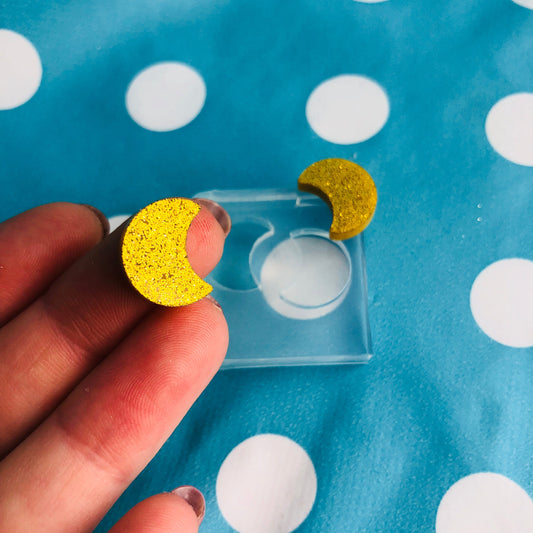 14mm Silicone Earring Moon Stud Mold - Earrings Resin Crafter Mould