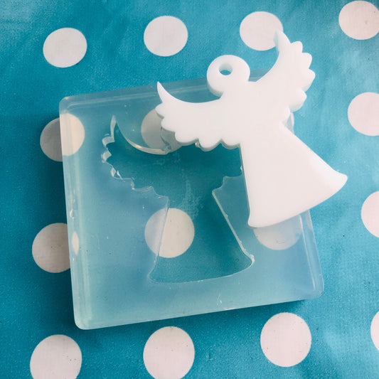 50mm Christmas Angel Mold Tree Decoration - Resin Flexible Rubber Clear Necklace DIY GM94