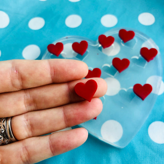 Clear silicone molds for resin 15mm 10 x Heart Silicone Earring Stud Mold - Resin Jewellery EM403