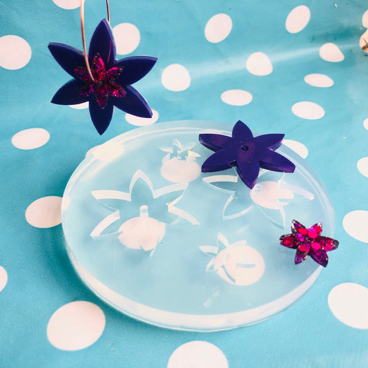 40mm Silicone Spinner Flower Earring Mold - Resin Moulds EM469