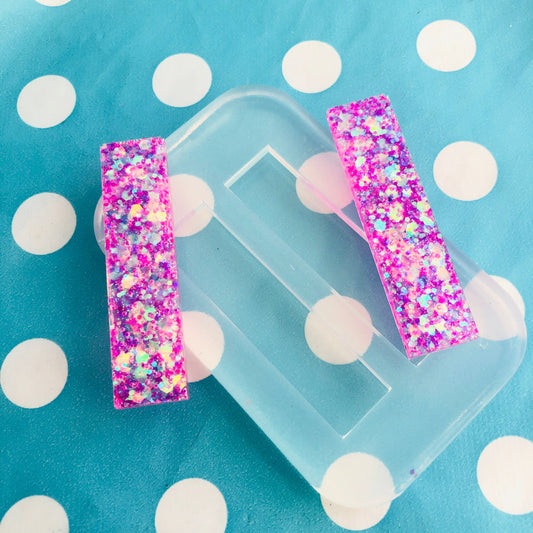 60mm Silicone Rectangle Hair Clip Slide Barrette Mold - Earrings Resin Crafter Mould GM101