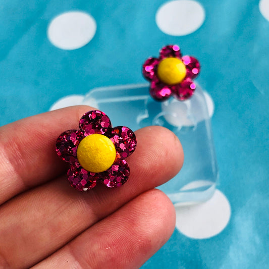 Clear silicone molds for resin 15mm Silicone Daisy Flower Stud Earring Mold