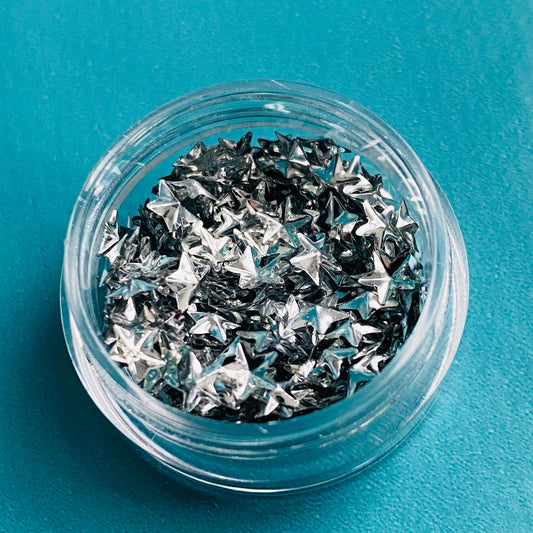 3D Silver Star Confetti: 5mm (5ml Tub) Craft Supplies