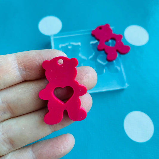 30mm Silicone Teddy Bear Earrings Mold - ResinValentines EM526