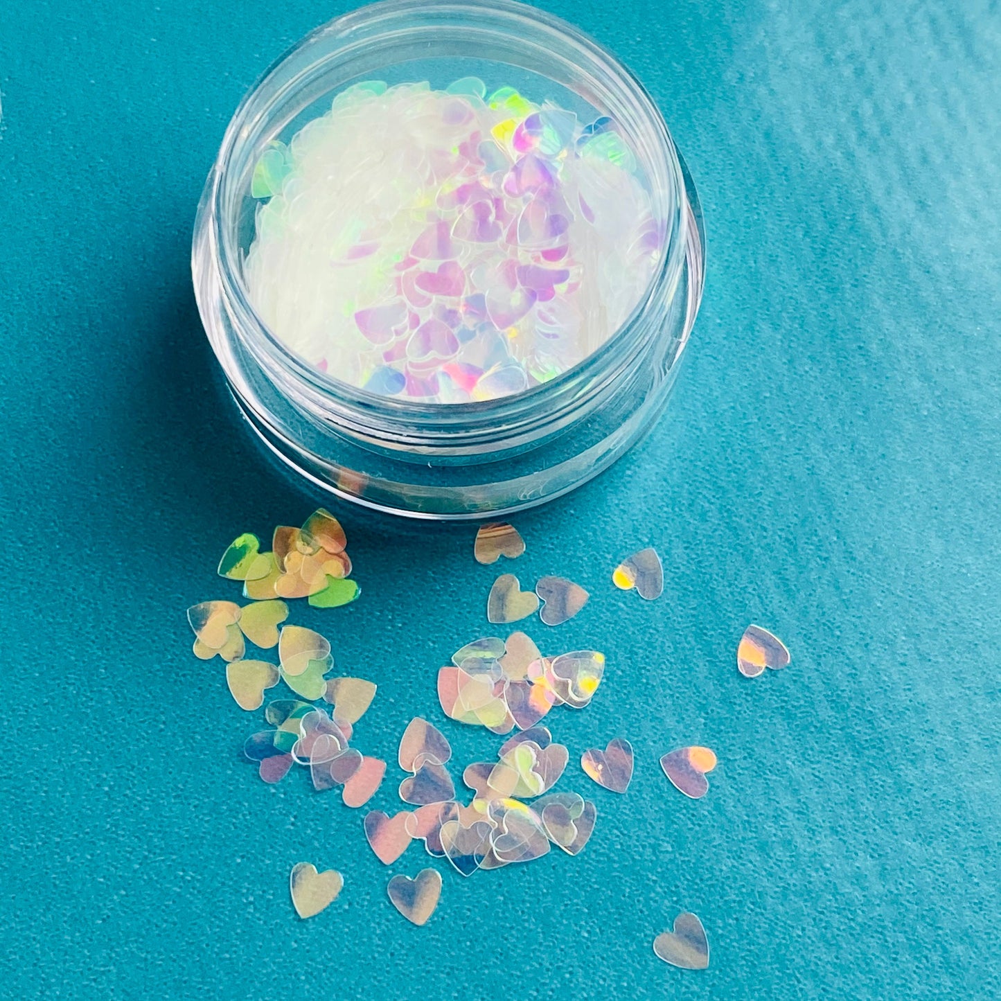 White Iridescent Heart Shaped Glitter Foil Confetti MM109