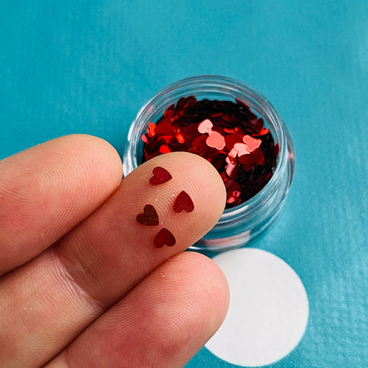 Red Heart Shaped Glitter Foil Confetti MM107