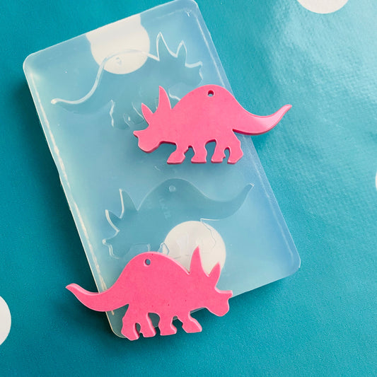 Clear Silicone Molds for Resin 25mm Silicone Triceratops Dangle Earring Dinosaur EM538