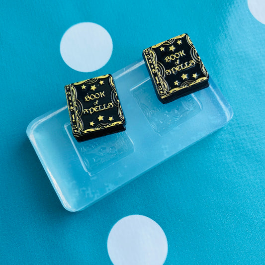 20mm Silicone Book of Spells Earrings Stud Mold - Halloween EM547