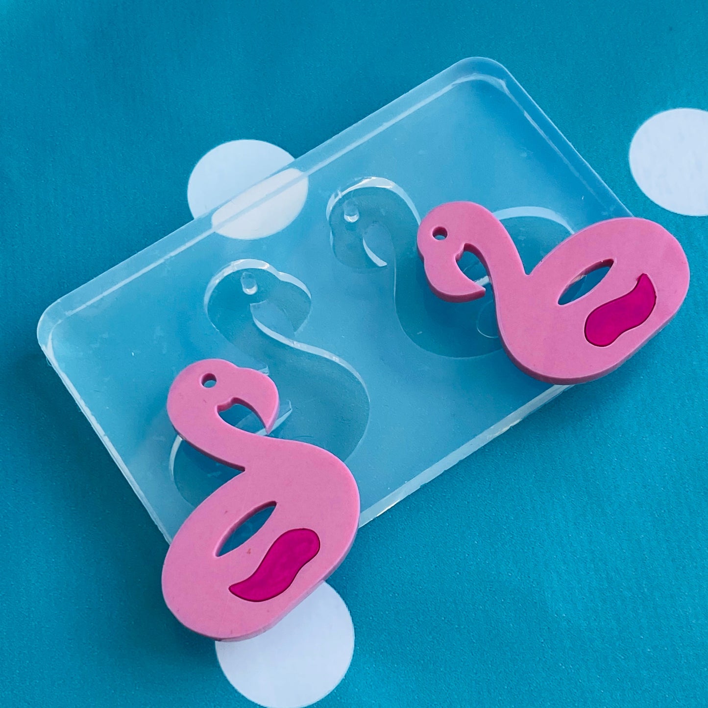 40mm Silicone Flamingo Float Earring Mold - Resin Crafter Bird EM556 ccc T