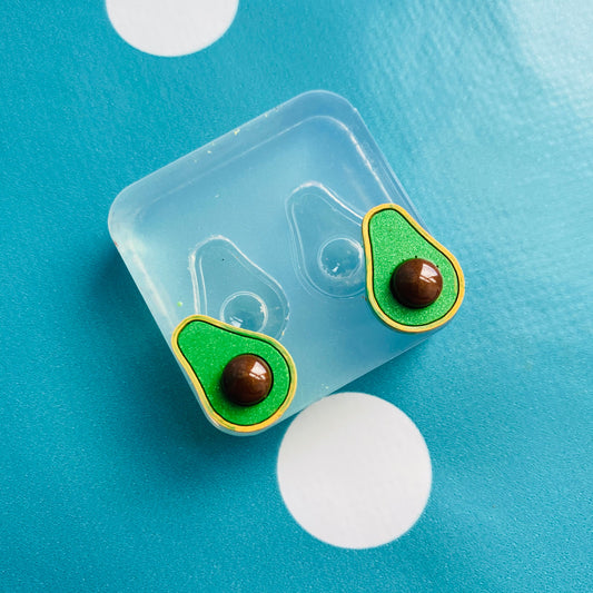17mm 3D Avocado Silicone Stud Earring Mold EM570
