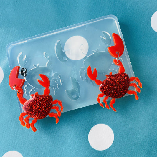 50mm XL 3D Silicone Crab Dangle Earring Mold EM58