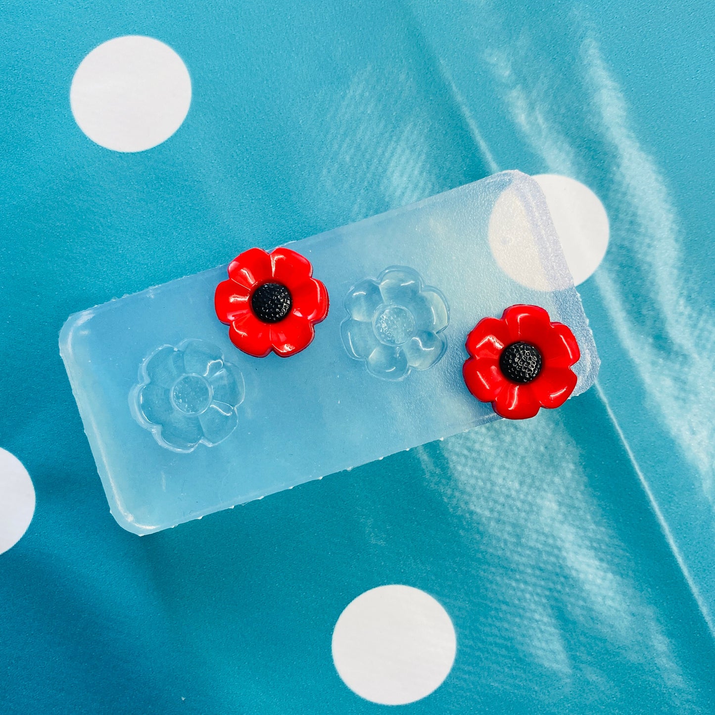 3D 20mm Silicone Poppy Flower Stud Earring Mold - Resin Earrings Mould EM128