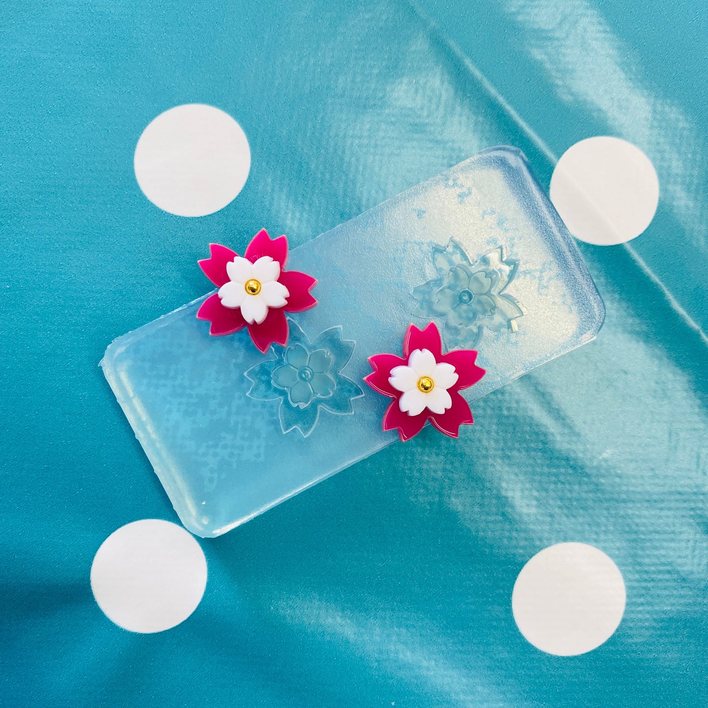 22mm Flat Sakura Flower Silicone Dangle Earring Mold - Resin Jewellery EM172