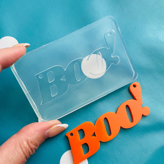 65mm Silicone Boo Word Halloween Necklace Mold | Resin Crafter Mould PM02