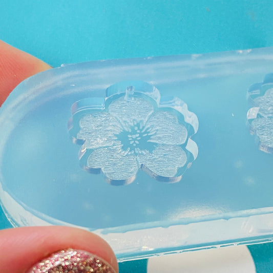 Clear Silicone Molds for Resin 23mm Hibiscus Flower Dangle Earring Mold EM807