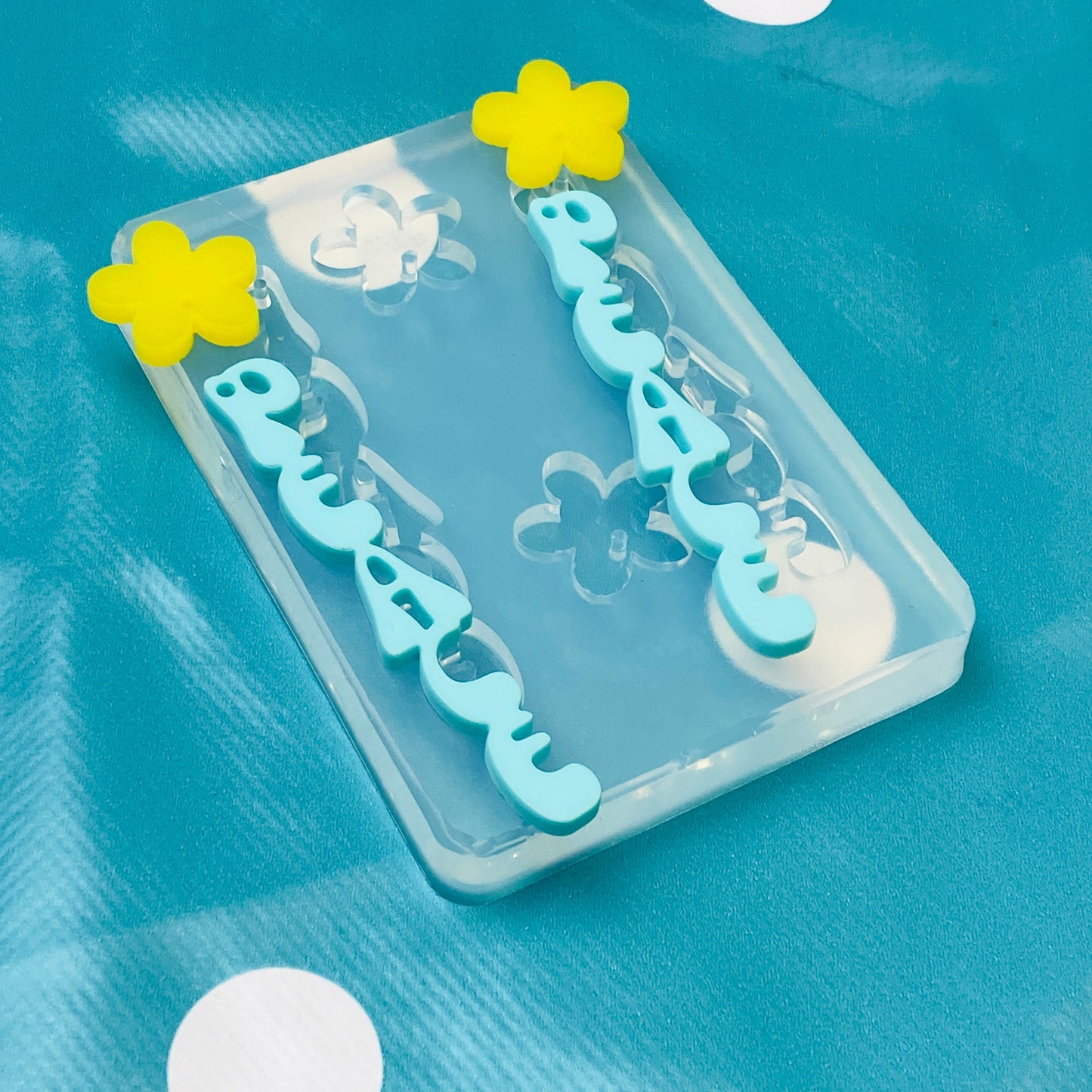 Clear Silicone Molds for Resin 85mm Peace Word Flower Earrings EM806