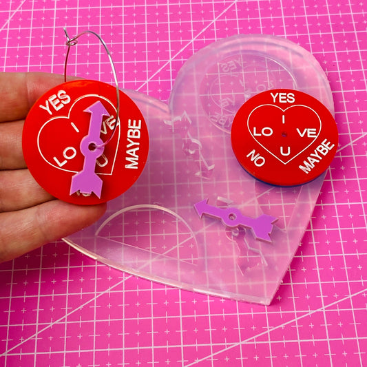 Clear Silicone Mold for Resin 40mm Love Arrow Spinner I Love You Earring Mold
