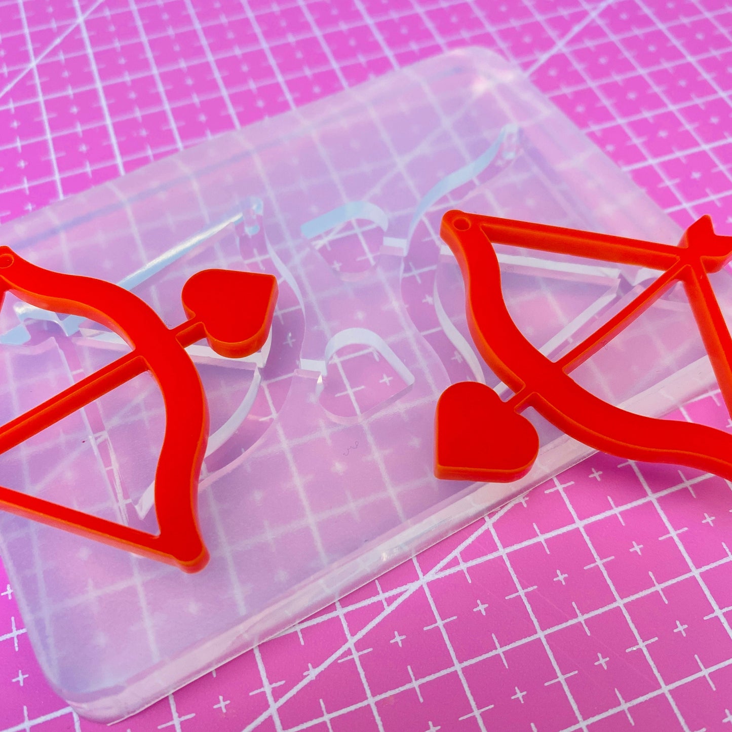 Clear Silicone Mold for Resin 50mm Cupid's Bow and Arrow Dangle Earring Mold