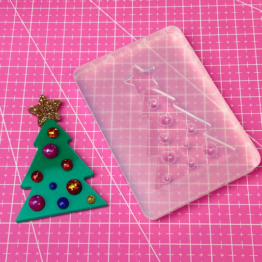 Clear Silicone Mold for Resin 70mm Christmas Tree Star 3D Domed Brooch Mold