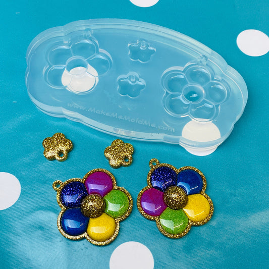 Clear Silicone Mold For Resin Domed Flower Daisy Dangle Earring Mold