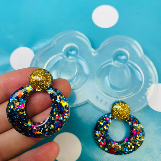 Clear Silicone Mold For Resin Domed Stud Hoop Earring Mold