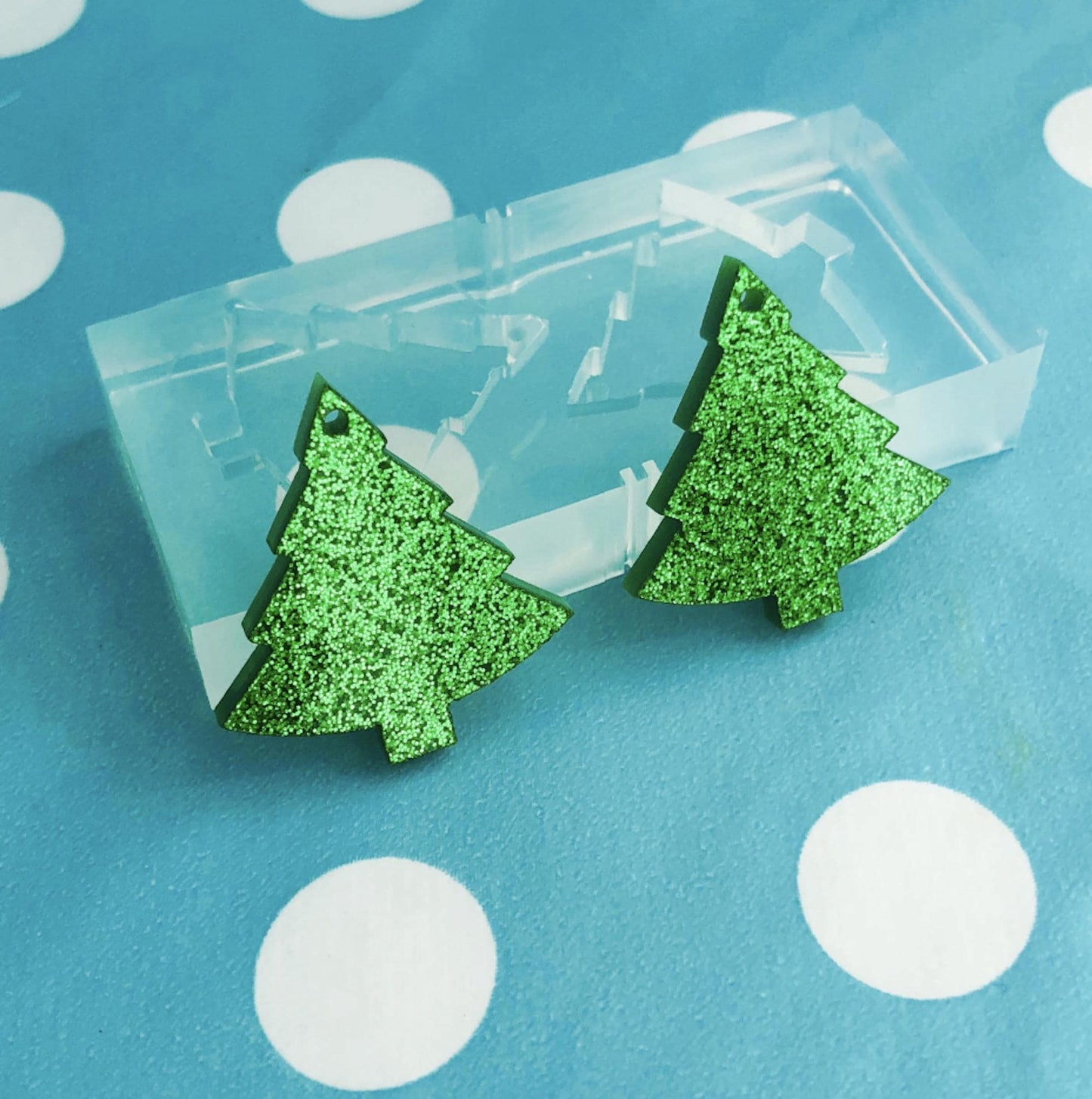 Clear silicone molds for resin 27mm Silicone Christmas Tree Dangle Earring Mold EM44