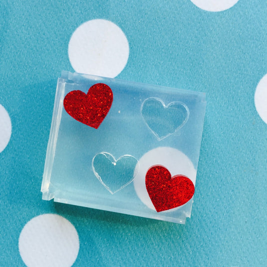 12mm Silicone Heart Stud Earring Mold - Resin Crafter Love Mould EM90