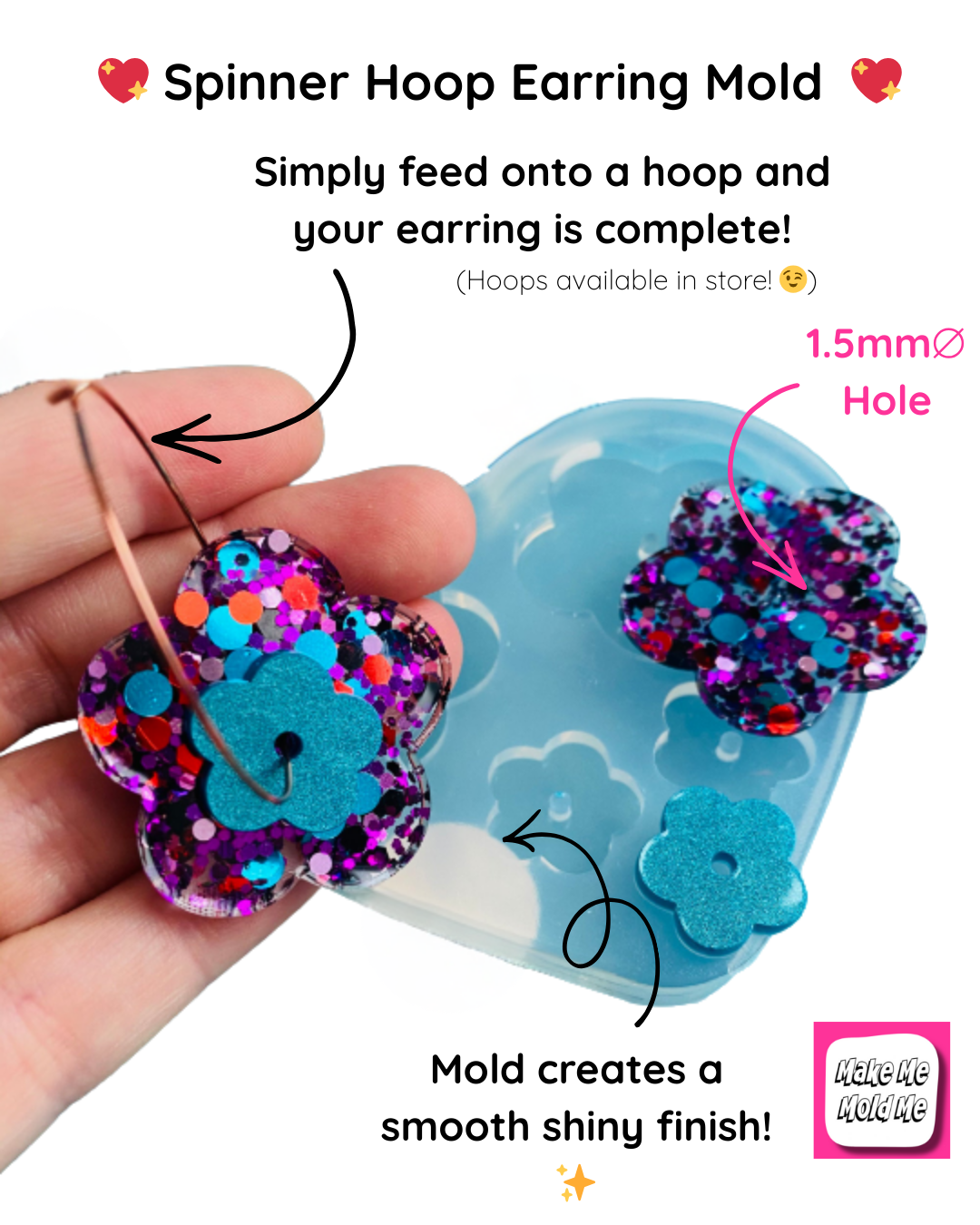 40mm Silicone Daisy Spinner Flower Earring Mold