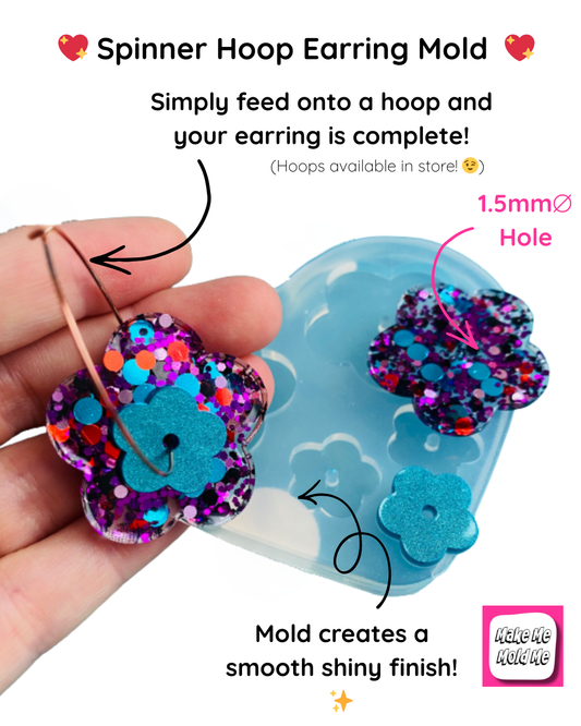 40mm Silicone Daisy Spinner Flower Earring Mold