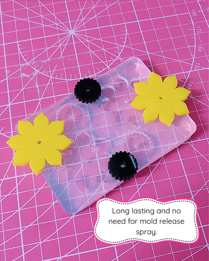 35 mm Silicone Sunflower Spinner Earring Mold
