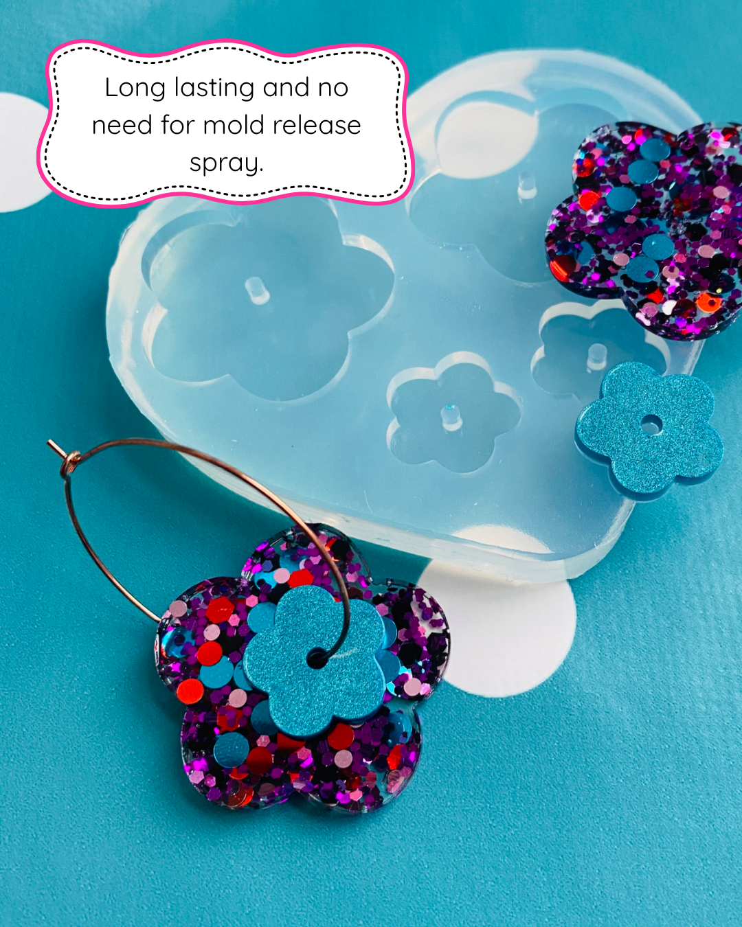 40mm Silicone Daisy Spinner Flower Earring Mold