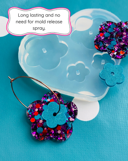 40mm Silicone Daisy Spinner Flower Earring Mold