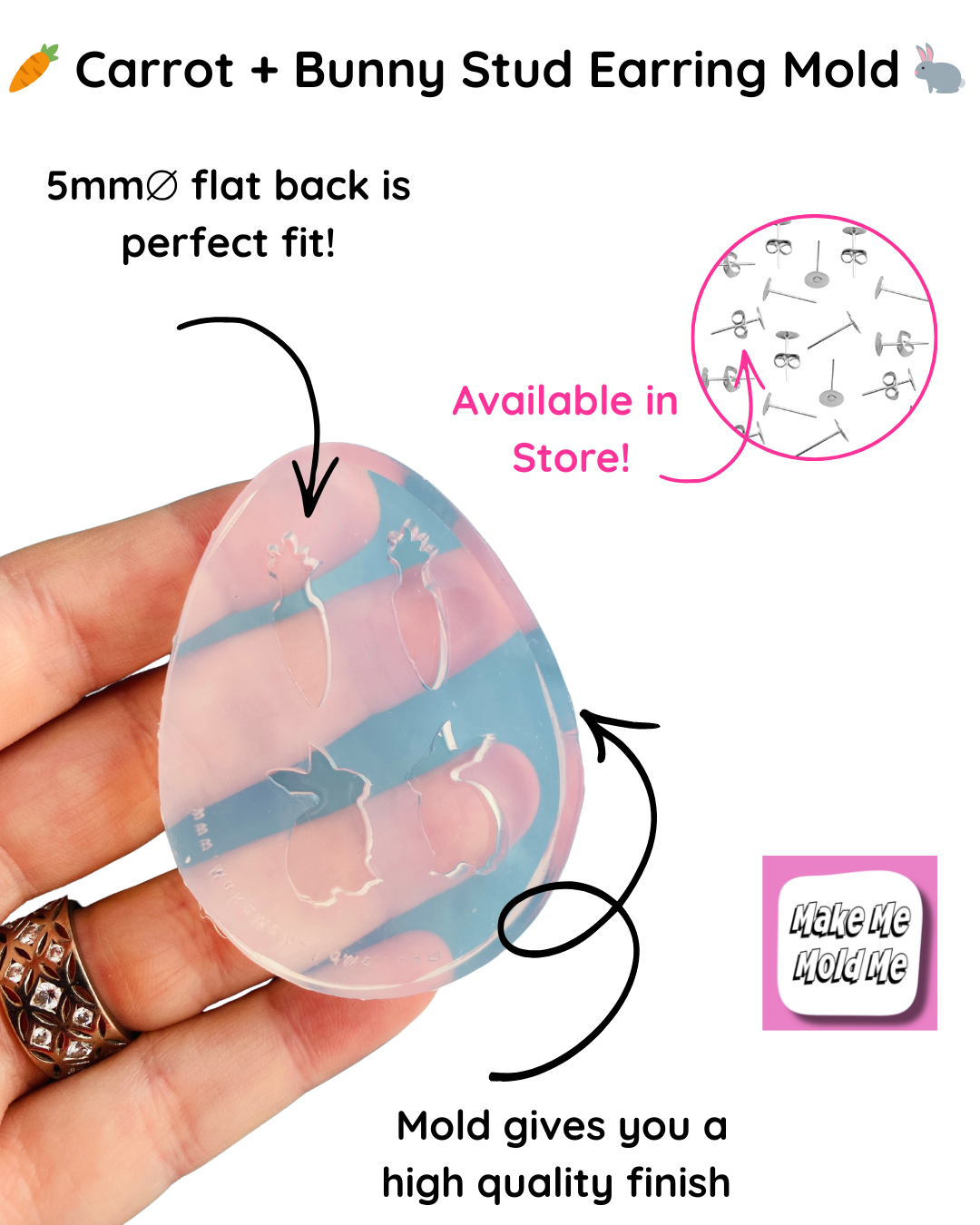 Carrot + Bunny Silicone Stud Earring Mold