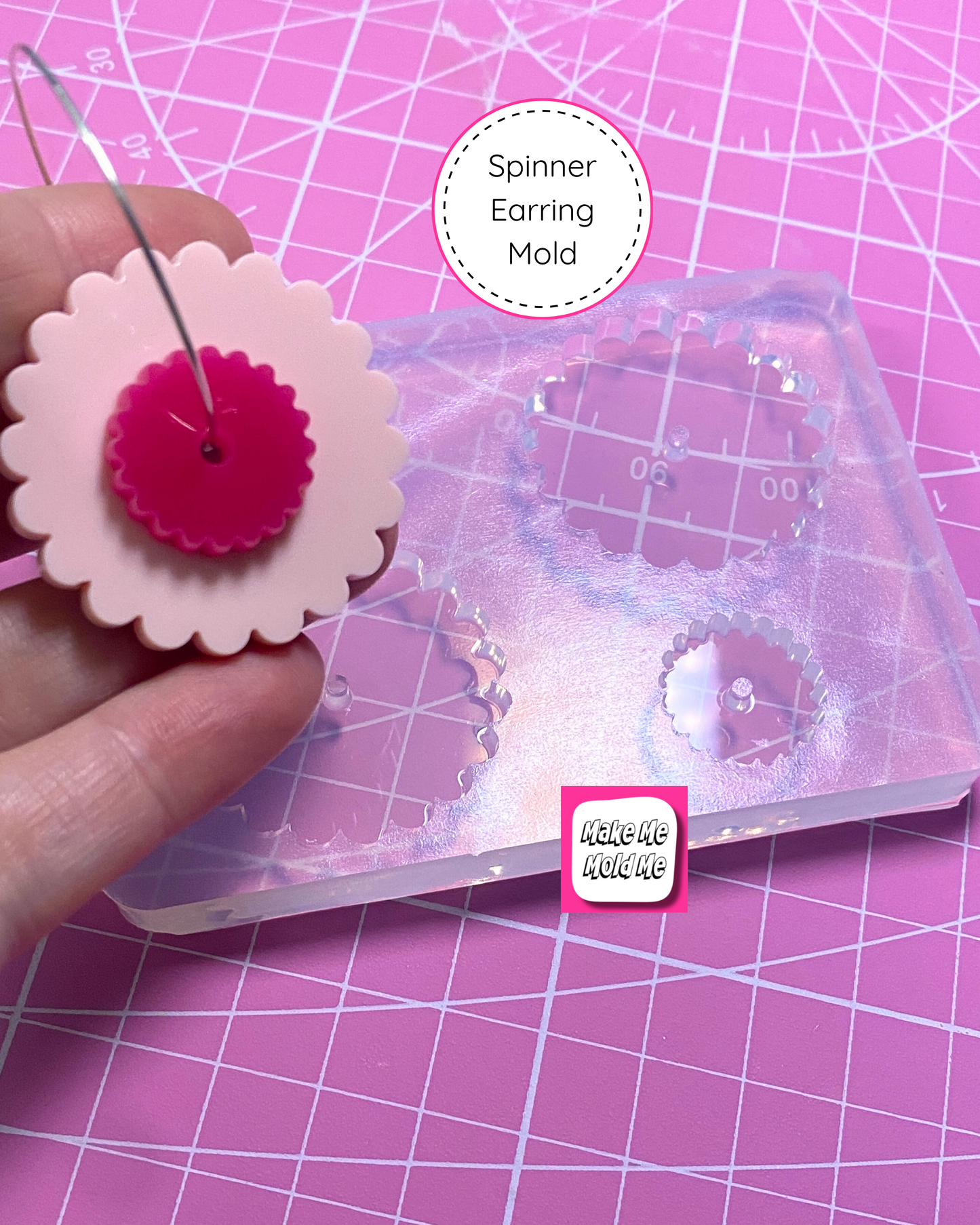 35 mm Silicone Scalloped Edge Spinner Earring Mold