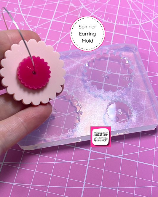35 mm Silicone Scalloped Edge Spinner Earring Mold