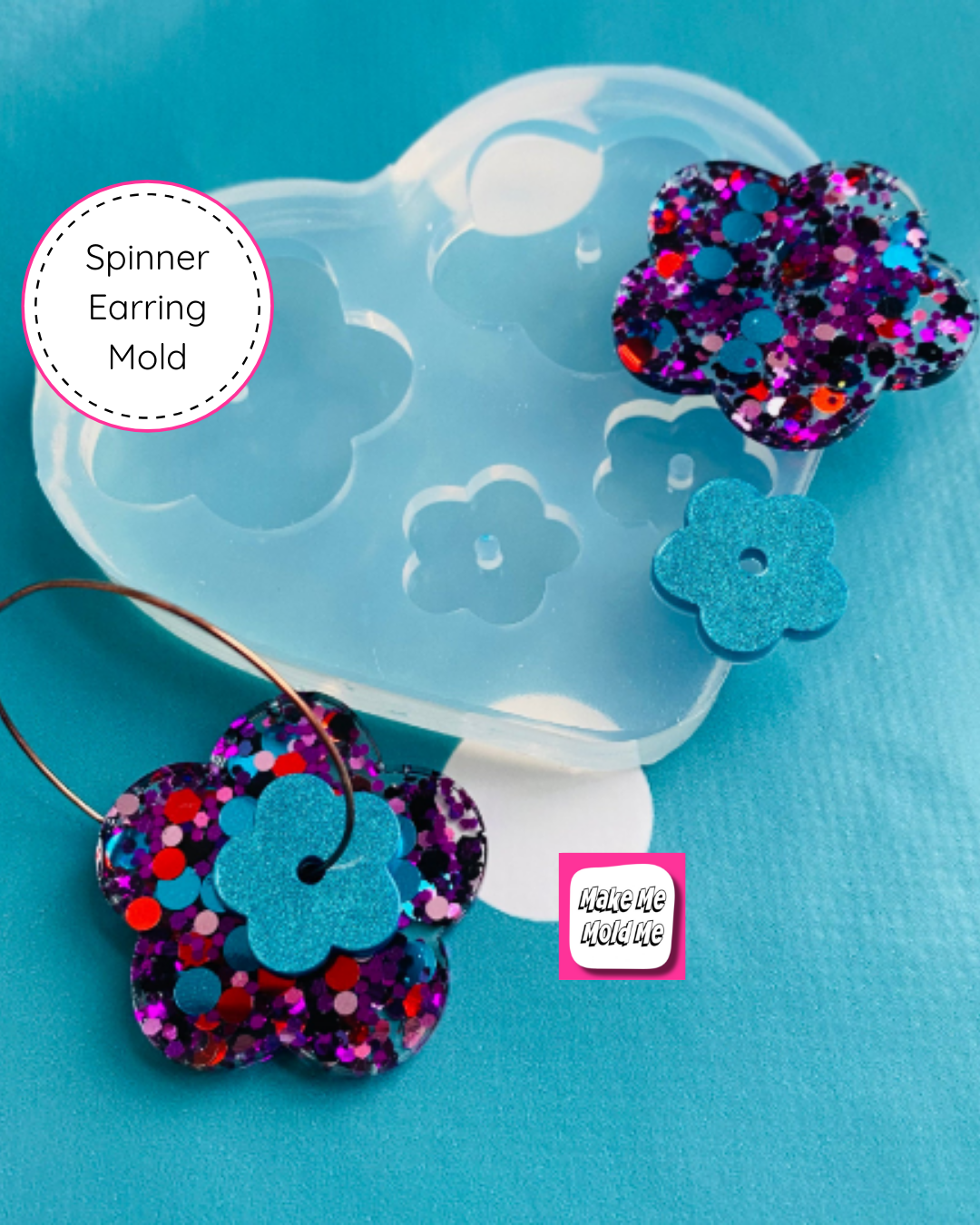 40mm Silicone Daisy Spinner Flower Earring Mold