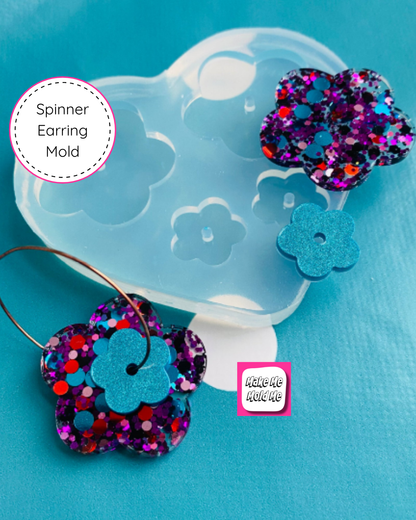 40mm Silicone Daisy Spinner Flower Earring Mold