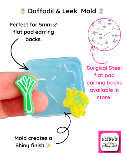 Daffodil and Leek Stud Earring Mold