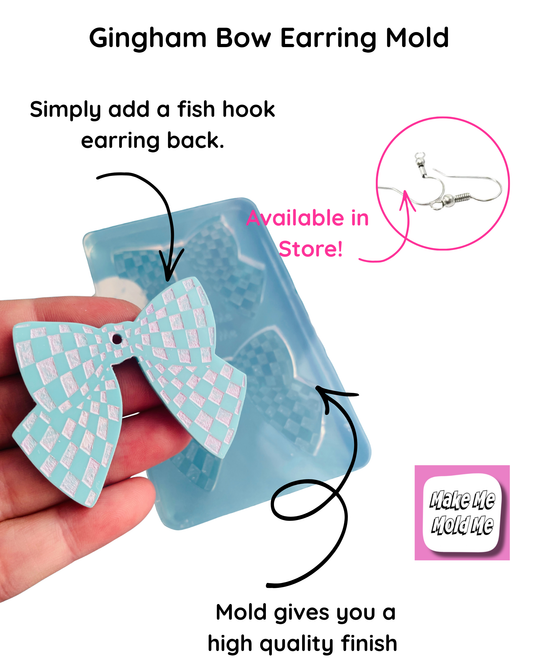 Gingham Bow Silicone Dangle Earring Mold