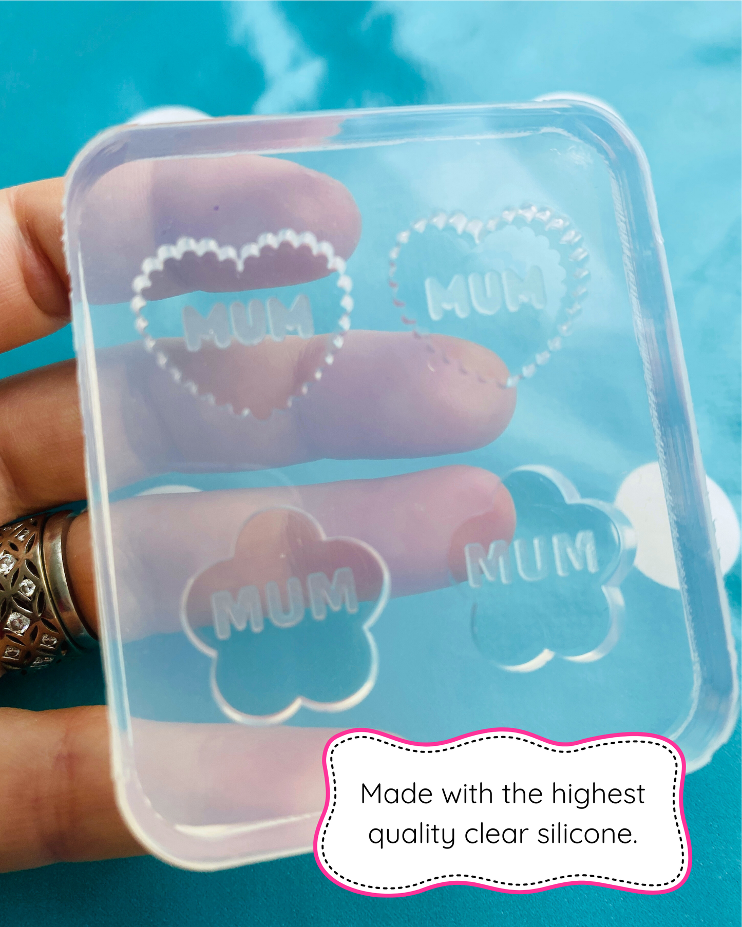 'MUM' Heart + Flower Stud Earring Mold