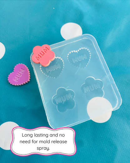 'MUM' Heart + Flower Stud Earring Mold