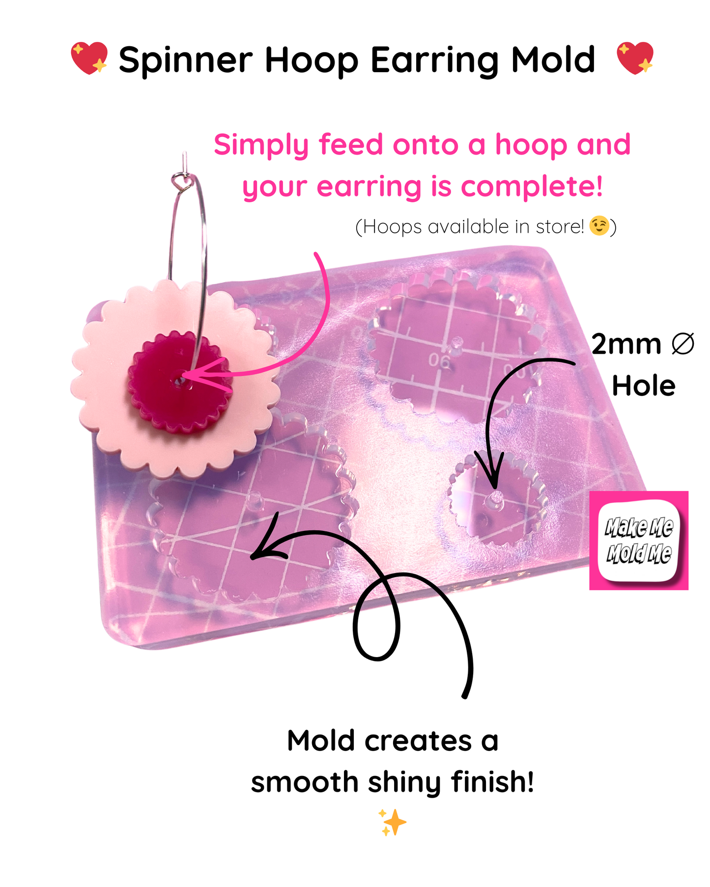 35 mm Silicone Scalloped Edge Spinner Earring Mold